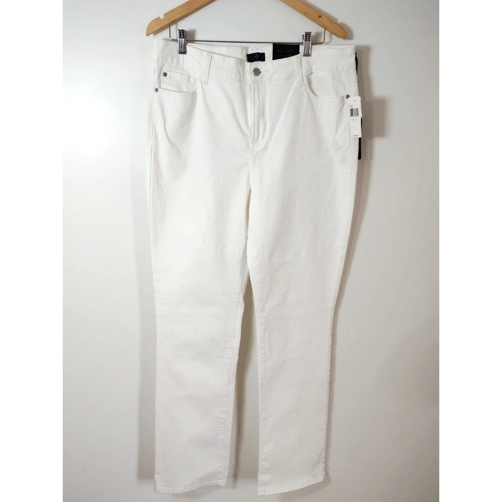 NWT Not Your Daughters Jeans NYD Women 16 WHITE Straight Leg Classic Preppy $104